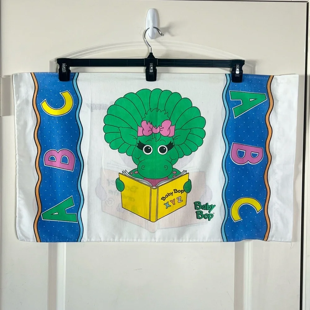 Vintage 1993 Barney and Baby Bop ABCs Standard Pillowcase Double Sided 90s Kids